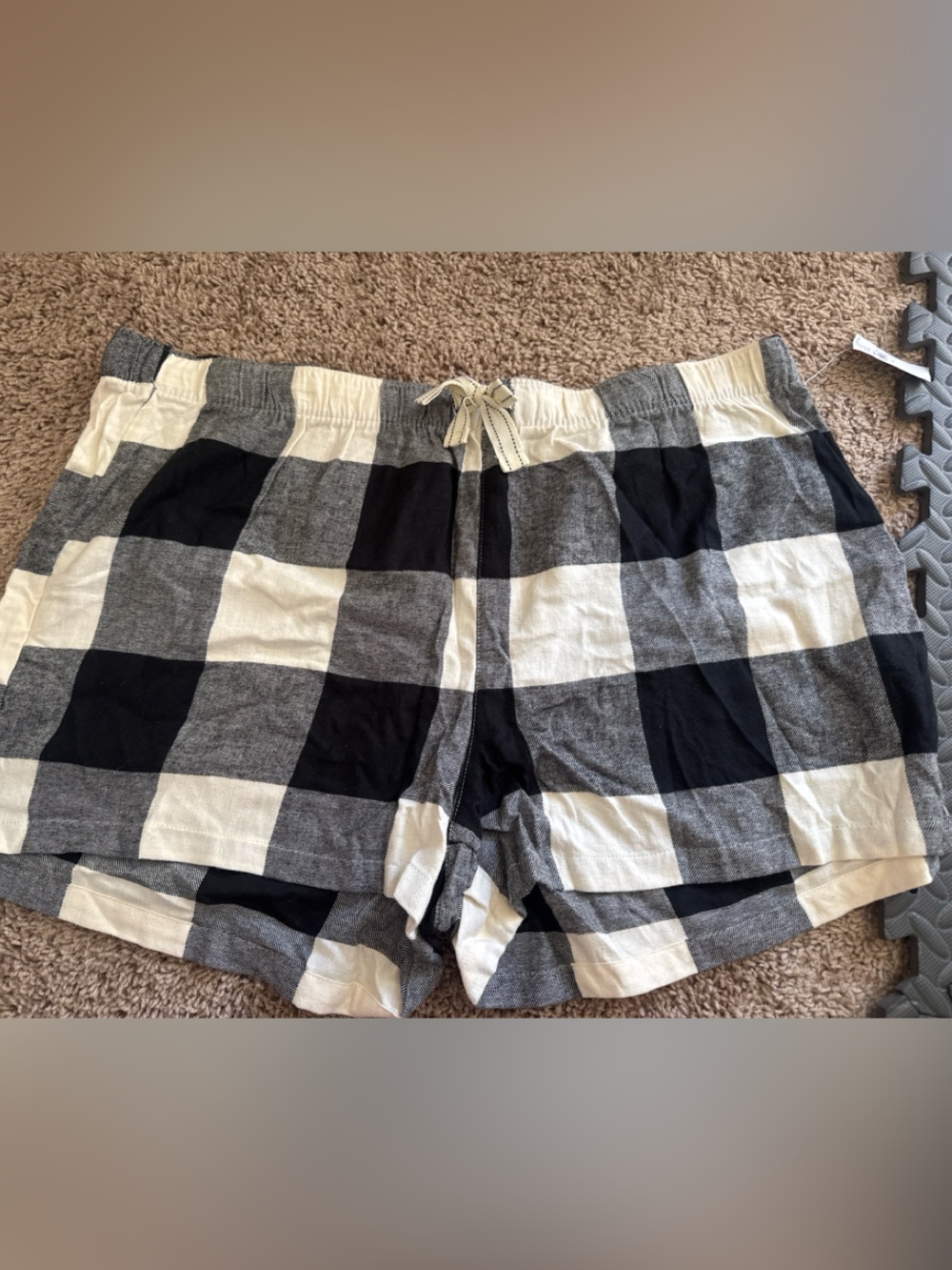 Old Navy Buffalo Plaid Sleep Shorts NWT Black White Gingham Lounge Pajama Shorts